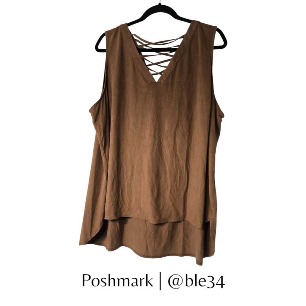 *SALE* Cato Faux Suede Tank Top Crisscross Back